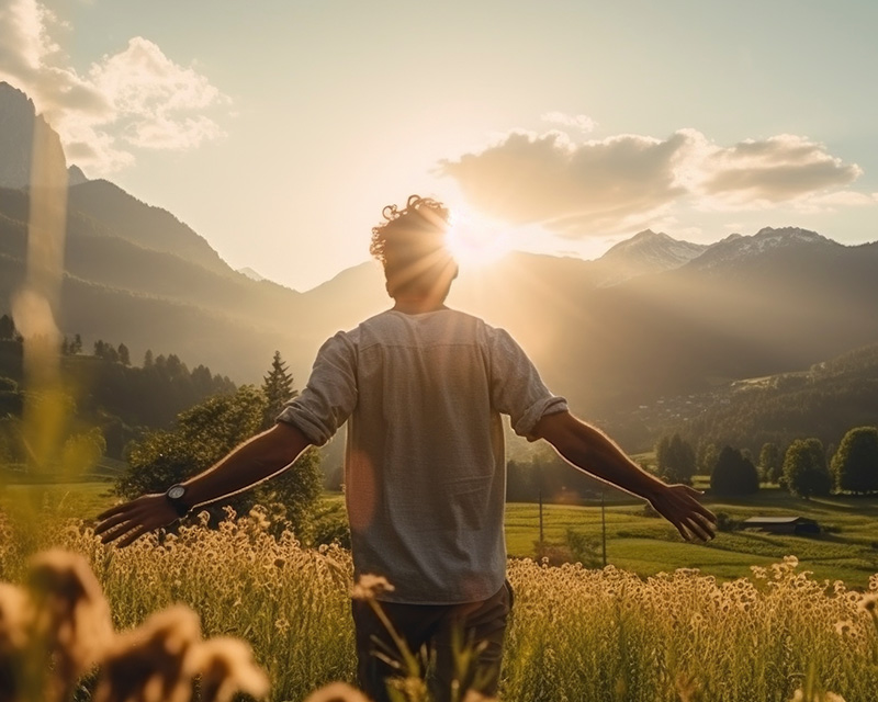 Man in a field breaking free from trauma with ifs therapy